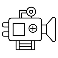 Vintage video camera icon outline style perfect for creative projects and filmmaking designs graphic resource