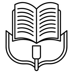 Open book line art logo depicting knowledge education and learning opportunities symbolizing academic success and intellectual pursuit