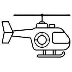 Simple Helicopter Outline Illustration for Aviation Transportation and Design Purposes on White Background