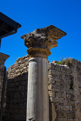 Inner Courtyard of Saint Nicholas Basilica with Stone Columns, Historic Site in Demre, Turkey