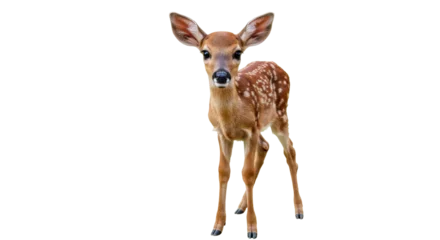 Fototapete Hirsch Adorable fawn isolated PNG on transparent background, young deer with spots for wildlife and nature designs  © Thomas