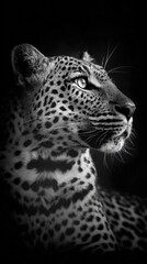 Fototapeta premium Majestic Leopard Portrait in Monochrome with Intense Gaze