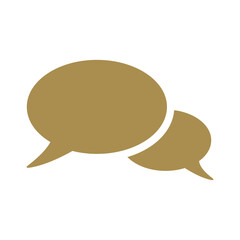 Golden speech bubbles icon, representing communication, discussion, and conversation in a clean and modern design suitable for various digital and print media applications