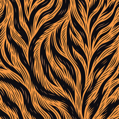 Tiger skin pattern vectand illustration with wild animal stripes and fur texture background, ideal fand fabric prints, wallpaper murals, tiles, and creative decand.