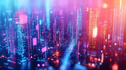 青とオレンジの色合いの抽象的な都市景観