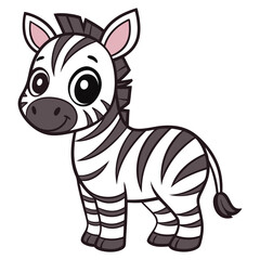 Fototapeta premium Cute cartoon zebra isolated on white background