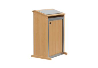 Wooden lectern isolated on a clean background, presentation furniture for public speaking and conference events