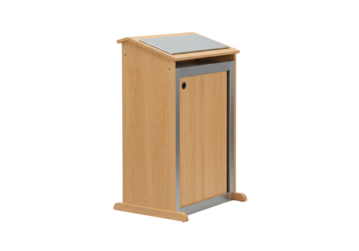 Wooden lectern isolated on a clean background, presentation furniture for public speaking and conference events