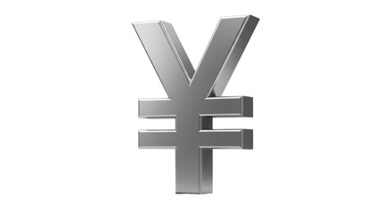 Obraz premium Shiny silver Yen currency symbol isolated PNG, Japanese money sign for finance and business