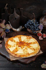 Cheese Khachapuri – Classic Georgian Bread. Traditional Georgian Bread. Traditional Georgian cuisine styled with authentic atmosphere.