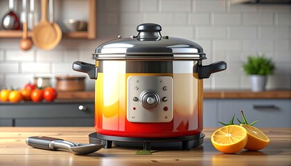 Colorful multi-cooker on kitchen counter