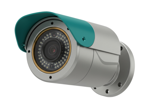 Security camera isolated on transparent background, surveillance system for safety and protection, CCTV equipment for monitoring and crime prevention