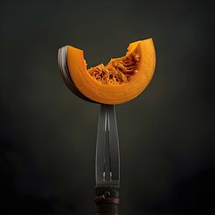 Pumpkin Slice Balanced on a Silver Dagger
