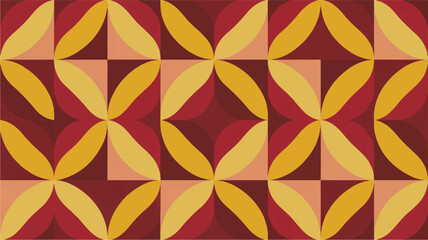 Warm Toned Geometric Pattern with Overlapping Petal Shapes tones