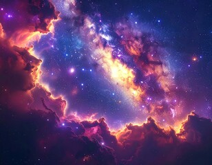 Colorful nebulae and stars in deep space