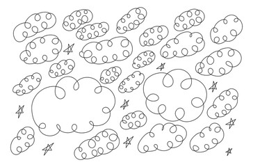Clouds  Outline Vector Background Mid-Century Modern 