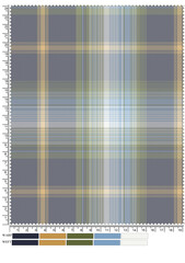 Seamless tartan pattern with a textured, woven look. Features green, gold, purple, and white stripes, creating a classic and versatile fabric design suitable for various applications.