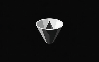 A 3d rendering of a cone with a triangular prism inside, creating an abstract geometric design