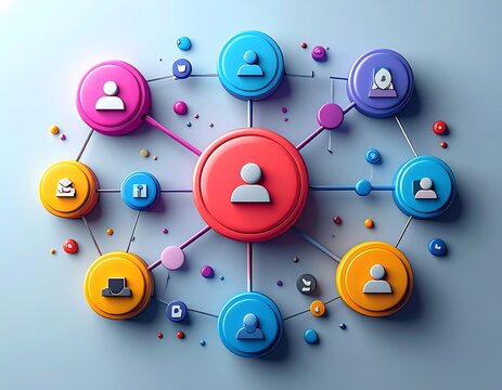 Colorful network of interconnected user profiles - Powered by Adobe