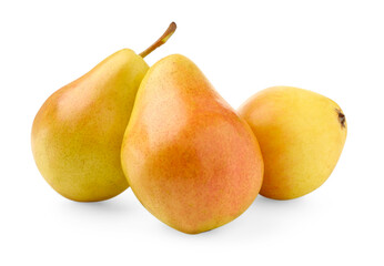 Three fresh ripe pears isolated on white