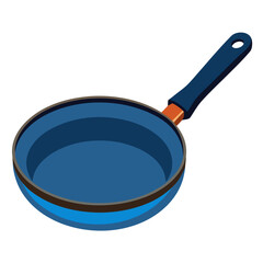Modern blue frying pan illustration perfect for culinary blogs, recipe websites, and cooking tutorials, adding a touch of minimalist style to your kitchen designs