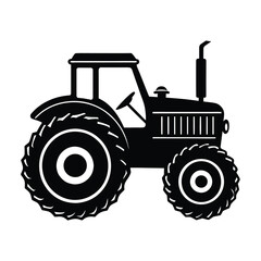Obraz premium Black Tractor Silhouette Vector Icon.