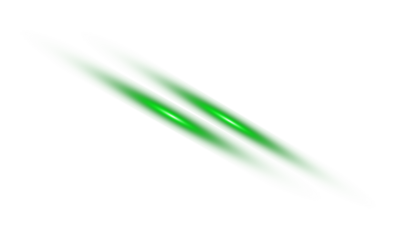 Two green elongated shapes with pointed ends diagonally placed image render on transparent background