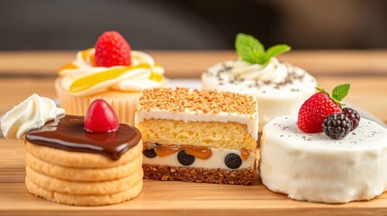 Fresh berry cheesecake dessert plate with strawberries and raspberries and white chocolate cream
