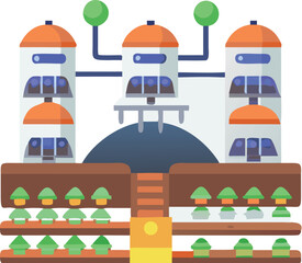 A vector illustration set of colorful houses, buildings, and architecture in a Greek island city landscape, perfect for summer travel and home design icons