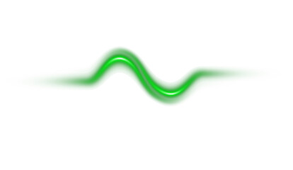 A wavy green shape with highlights against a black background in a horizontal orientation on transparent background