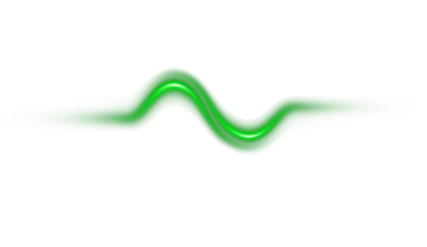 A wavy green shape with highlights against a black background in a horizontal orientation on transparent background