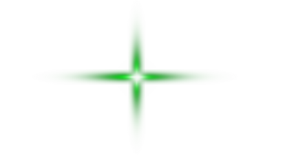A glowing green cross shape with a bright white center in a simple design on transparent background