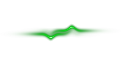 A green glowing shape with a central wavy pattern on a black background in a horizontal view on transparent background