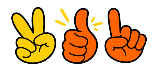 Fototapeta premium An engaging illustration featuring vibrant hand gestures that symbolize positivity and connection, brilliantly showcasing bright colors and a sense of creativity.
