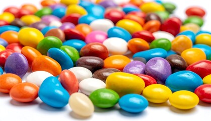 Colorful, oval-shaped candies