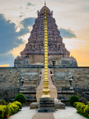Gangaikonda Cholapuram temple was built by Rajendra Chola I (son of the great Rajaraja Chola I) to commemorate his victorious military campaigns to the Ganges river in North India.