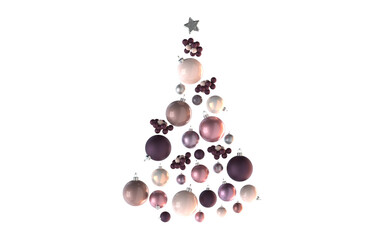 abstract christmastree concept made of baubles in shades of make-up colors in sunny light