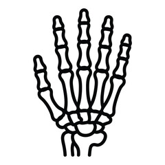 Detailed outline of a human skeleton hand with visible bones and joints