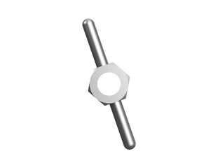 Silver metallic tightening lever, an industrial mechanical part, designed for secure fastening. Rendered in high definition on a PNG Transparent HD Background, perfect for technical projects or