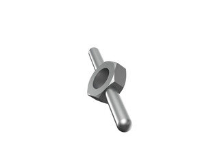 Silver metallic tightening lever, an industrial mechanical part, designed for secure fastening. Rendered in high definition on a PNG Transparent HD Background, perfect for technical projects or