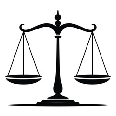  Symbolic representation of justice and balance using a classic black and white scale