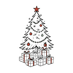 PNG Festive Christmas tree illustration
