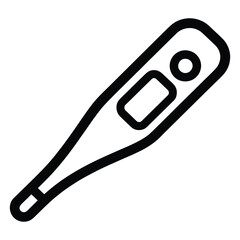 Simple line art icon of a digital thermometer for measuring body temperature 
