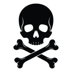 Classic skull and crossbones symbol icon for danger warning and pirate themes silhouette