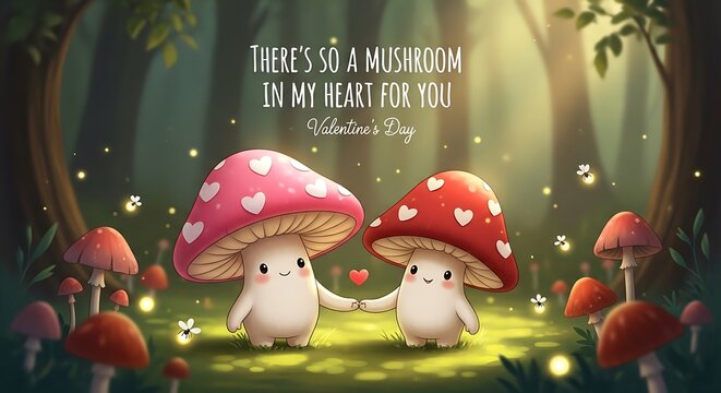Mushroom Couple Valentines Day.