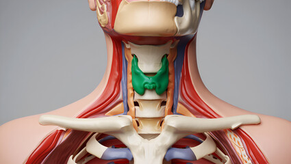 Anatomical thyroid gland model with surrounding structures anatomy medical
