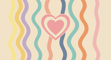 Pastel heart with wavy lines creating a soft and loving background illustration © Design