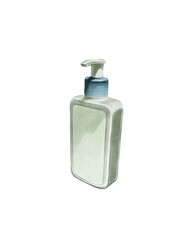 Moisturizing lotion bottle in modern design with a pump top on a white background