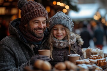 Man and girl savoring coffee.