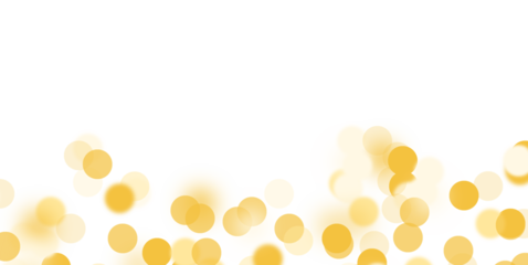 Light bokeh blur with golden glow and sparkle. Abstract decorative border design with circles,